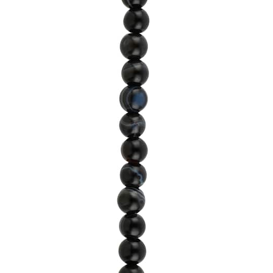 12 Pack: Blue & Black Tuxedo Agate Round Beads, 4mm by Bead Landing™